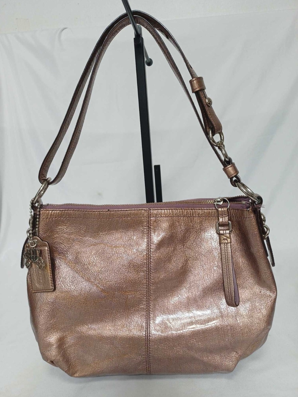 Coach Mia Metallic Rose Gold Leather 2-way Shoulder Bag